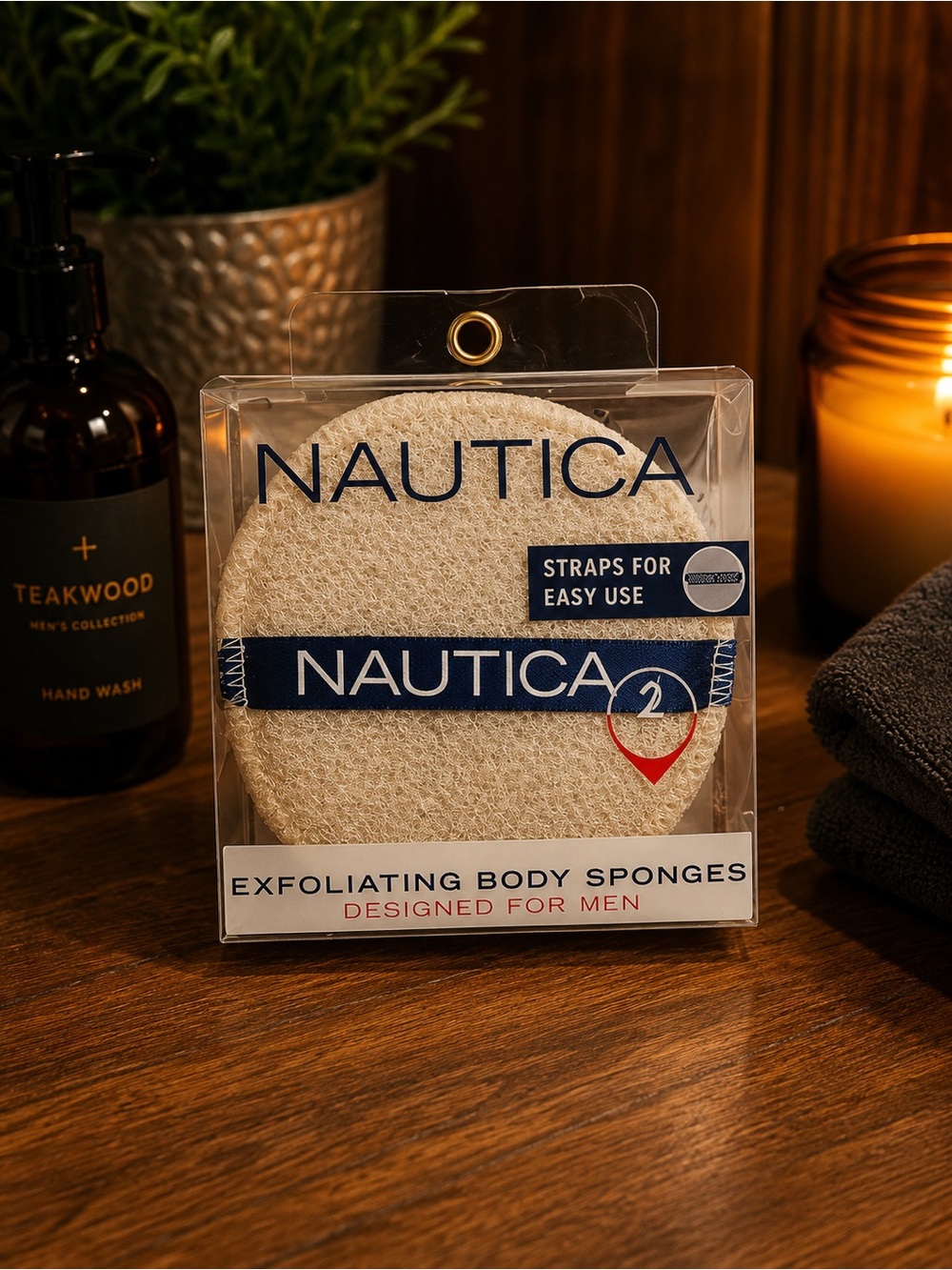 Nautica Exfoliating Body Sponges - Natural (2 Pack)